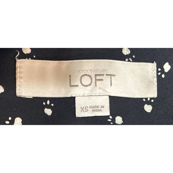 LOFT Sleeveless Women's Long Blouse Dog Paw Prints w/Front Tie Women's Size XS - Picture 6 of 11